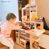 Kitchens Play Food 93cm Big Kitchen Toy Children'S Play House Kitchenware Set Simulation Spray Baby Mini Food Cooking Christmas Gifts To Girl ToysL231104