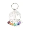 Porte-clés Arbre de vie en acier inoxydable Porte-clés Chakra Quartz Cristal AmethystPendant Porte-clés Sac Suspendu Ornements Jade Wicca Guérison