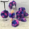 2023 Set di moda Donna Inverno Furry Stivali da neve Borsa Berretto di pelliccia Peluche Ragazza calda Fluffy Set Fascia per capelli Cappelli da sci Borsa T231104