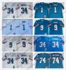 Hombre # 9 Steve McNair Jersey vintage azul claro # 34 Earl Campbell # 74 Bruce Matthews # 1 Warren Moon Blanco cosido Retro Adulto2943166