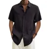 Camisas casuais masculinas Camisa de mangas curtas de colarinho de gola virada para baixo V Nech pescoço encaixe regular verão respirável masculino de primeira linha desgaste