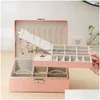 Jewelry Boxes Large Capacity Jewelry Box Pu Leather Travel Organizer Holder Mtifunction Necklace Earring Ring Storage Case Packaging F Dhgwa