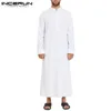 Abbigliamento etnico uomini musulmani jubba thobe maniche lunghe abiti traspiranti 2023 collare collare arabo islamico kaftan abaya s 5xl incerun 230403