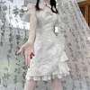 エスニック服2023中国の夏の改善Qipao Girl Slim Fashion Design不規則なAラインスカートシフォンCheongsamドレス