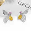 Boucles d'oreilles Fashional cristal cubique zircone CZ cuivre abeille boucle d'oreille pour femmes fille percé oreille bijoux accessoires cadeau 18025