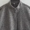 Vestes femme avec boutons Bombers gris à manches longues manteau dame chaud avec poches veste zippée printemps hiver nouveau