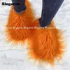 New Mongolian Slides women Long Slippers Woman Winter Plush Warm Shoes Outdoor Indoor Flats Girls Luxury Furry Faux Fur T231104