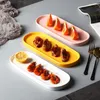 Plates Nordic Simple Oval Tray Rectangular Plate Japanese Snack Sushi Thick Cake Serving Platter Dish Set