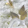 装飾的な花の花輪ホワイトゴールド3Dフラワーウォールパネルランナーウェディング人工シルクローズペオンバックドロップデコラットDHQMX