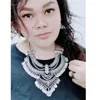 Necklace Earrings Set Vintage Tribal Silver Color Statement Collar Choker Bib Earring Short Chain Coin Necklaces