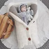Schlafsäcke Baby Winter Dick gestrickte Tasche Infant Imitation Cashmere Liner Sleepsack Born Swaddle Wrap Kleinkind Kinderwagen Decke 230404