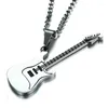 Pendentif Colliers Hommes Qualité En Acier Inoxydable Collier De Mode Guitare Noir Or Argent Couleur Punk 60 cm Chaîne