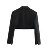 Ternos femininos lapela manga longa um botão preto all-match terno curto moda casual jaqueta fina feminina