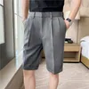 Mäns shorts 2022 Korean Style Summer Suit Shorts Men cloing Straight Business Formal Wear Slim Fit Casual Short Homme Kne Leng Quality Z0404