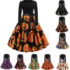 Costume à thème Halloween costumes de jeux de rôle accessoires fantaisie citrouille robe pour femme à manches longues princesse fête de vacances robe rétro 230404