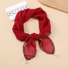 Sarongs 2022 new imitation silk scarf women net red simple pure color light gauze scarf pearl small square scarf bib scarf P230403