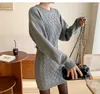 Casual Kleider Stricken Pullover Kleid Frauen Frühling Koreanische 2023 Sexy Jumper Lose Pullover Arbeit Herbst Winter Vestidos Streetwear Jumper