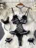 Nxy Sexy Transparnet Dünne Strampler Frauen Cosplay Nette Spitze Kurze Playsuits Mode Dessous Erotische Weibliche Bodysuits 230328