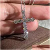 Pendant Necklaces 3A Grade Zircon Micro Inlaid Pendant Exquisite Plated Environmental Cross Necklace Drop Delivery Jewelry Necklaces P Dhtv5