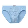 Cuecas sexy homens briefs algodão macio roupa interior bolsa baixa ascensão lingerie sólida conforto calcinha casual elasticidade respirável