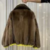 Kadınlar Kürk Sahte Gerçek Mink Paltoları Kadınlar için Kış Giyim Moda Natrual Ceketleri Kadın Kahverengi Renk Giysileri