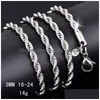 Kedjor M 925 Sterling Sier Twisted Rope Chain 16-30 tums lyxhalsband för kvinnor män mode diy smycken grossist droppleverans j dhfqu