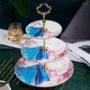 Plates European-style Bone China Three-layer Stand Dessert Plate Rack Multi-layer Fruit