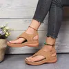 Sandalen zomer plat open teen vaste kleur casual schoenen Romeinse wig wig hiel string mode sexy dames sandalsandals