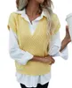 Maglioni da donna Maglione casual da donna con scollo a V Gilet Solido Manica ad aletta Top in maglia Pullover