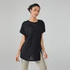 Lu loose fitting sports top, lightweight yoga suit, breathable running, slimming short sleeved T-shirt, fitness suit, gym, sexy nude color, elastic fitness, outdoor sports