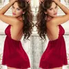 Sexy Costume Women Lenceria Plus Size Sleepwear Lace Pamas with Thong V-neck Dress Erotic Exotic Lingerie Sexy Nightdress