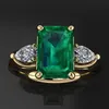 Sieraden Groene Vrouwen Bague Diamant Bizuteria Anillos De Pure Emerald Edelsteen 14k Gouden Ring voor Vrouwtjes Q12182697