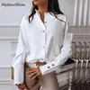 Camicette da donna Camicie da donna Elegante camicetta bianca Camicia casual a maniche lunghe con bottoni Office Lady Solid Spring Tops 230404
