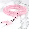 Pendant Necklaces Bohemian Knotted Beaded Natural Stone Pink Spar Crystal 108 Beads Yoga Necklace Bracelet For Women Men Prayer Jewelry