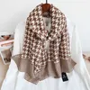 Sarongs New style cotton and linen scarf women European and American style silk scarf retro houndstooth long scarf shawl P230403