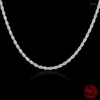 Chains 925 Sterling Silver 4MM Twist Necklace For Womens Men Geometric Rope Chain Fashion Jewelry Party Gift