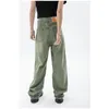 Женские джинсы Винтажные зеленые женские джинсы модные брюки уличная одежда высокая талия широкая нога летние сумки Y2K Случайная мама джинсы 230404