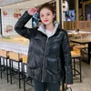 Trenchs pour femmes Belles Parkas d'hiver pour femmes Veste femme brillante surdimensionnée Style court Solide Casual Col montant Plus La Taille Épaisse