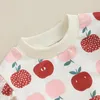 Conjuntos de roupas Focusnorm 0-3Y Outono Bebê Meninas Clothse Fruit Print Ruffles Manga Longa Moletons Calças 2 Pcs