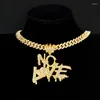 Chains Letter Iced Out Cuban Link Necklaces NOLOVE Paved Rhinestones Charm Jewelry Punk Silver Gold Color Accessory For Women