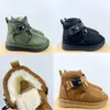 Neumel Snapback-Winterstiefel für Kinder, Grundschule, TD, große Jungen, Mädchen, Kleinkinder, Kinder, Wildleder-Obermaterial, Wildleder-Fersenkappe, hintere Zuglasche