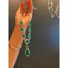 Gargantilha refletir luz verde calcedônia cabaça jantar colar ovo macarrão ágata longa imitação jade ornamento estilo socialite