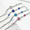 Bangle Ocean Heart Crystal Rhinestone Bracelet For Women Girl Stainless Steel Chain Bracelets Charms Bangles Jewelry Gifts