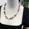 Choker lii ji Real Stone Brown Color Agate Pearl Necklace 60cm女性ジュエリーストックセール