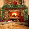 Ghirlande di fiori decorativi 2.7M Natale LED Ghirlanda Decorazione Ghirlanda Rattan Verde Albero di Natale artificiale Banner 230404