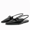 Sandali TRAF Slingback in pelle piatti a punta per le donne Estate Nero Balletto s Donna Casual s Elegante Festa 230404