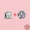 925 argento Fit Pandora Charms originali Ciondolo fai da te da donna Bracciali perline Cute House Occhio onniveggente Car Openwork