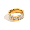 Klassischer Luxus-Schmuck-Designer-Ring für Damen, Liebe, Hochzeit, Zubehör, Diamant-vergoldeter Edelstahl-Ring, feiner Finger-Großhandel