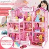 Kitchens Play Food Doll Houses Kit DIY Roombox Princess Dream Castle Villa Scene Assemble Game Pretend Play Dollhouse Kids Toys Girls Birthday GiftL231104