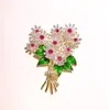 Broches românticos doces cúbicos zirconia bouquet pinos femininos corsage de casamento broche pino de ouro bouttoniere